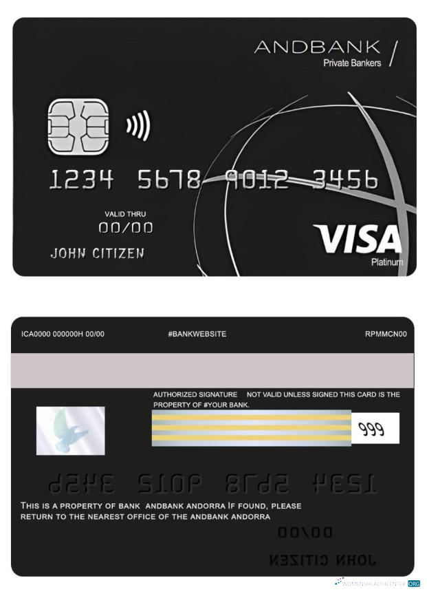 Download Andorra Andbank visa platinum card Photoshop template